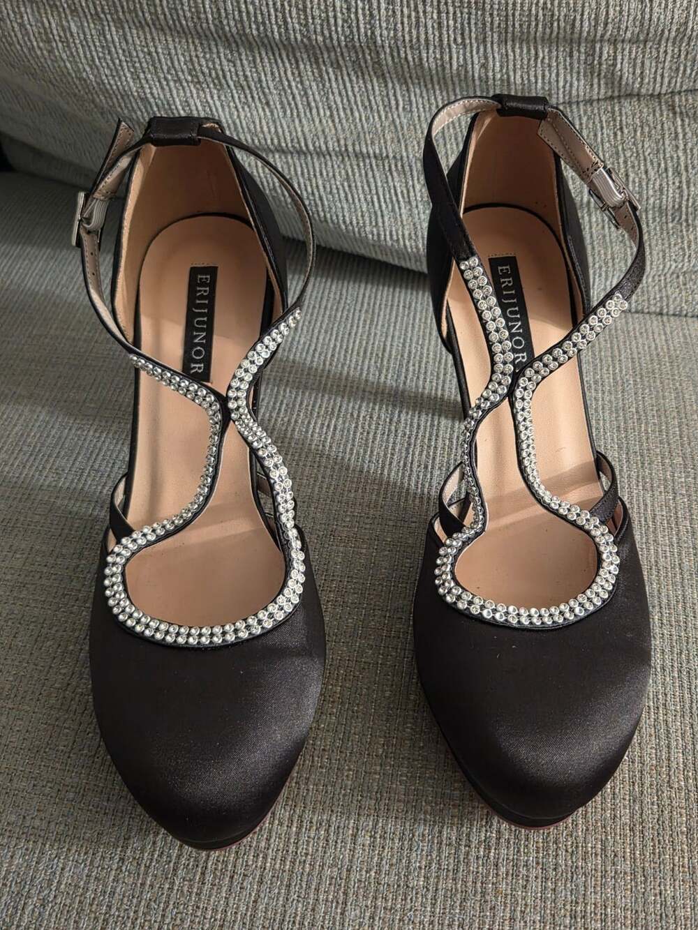 Women's Erijunor Black High Heel Dance/Prom Shoes Size 7 NWT